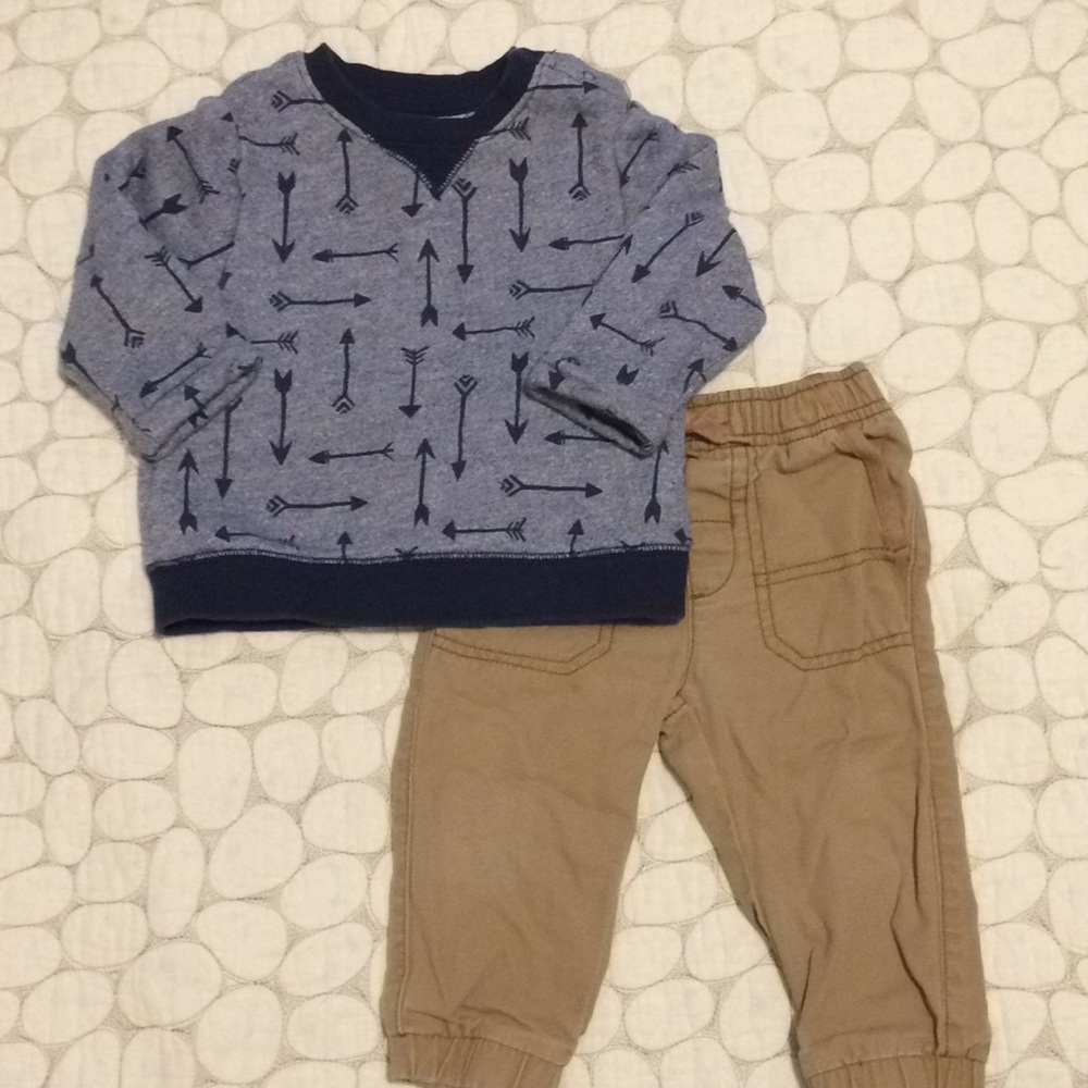 12-18M Gymboree boys sweater shirt and pant set